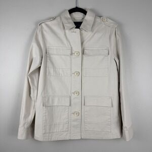 Jack Wills Garrowby Utility Jacket Women's 4 Beige Grunge Collar Button Front